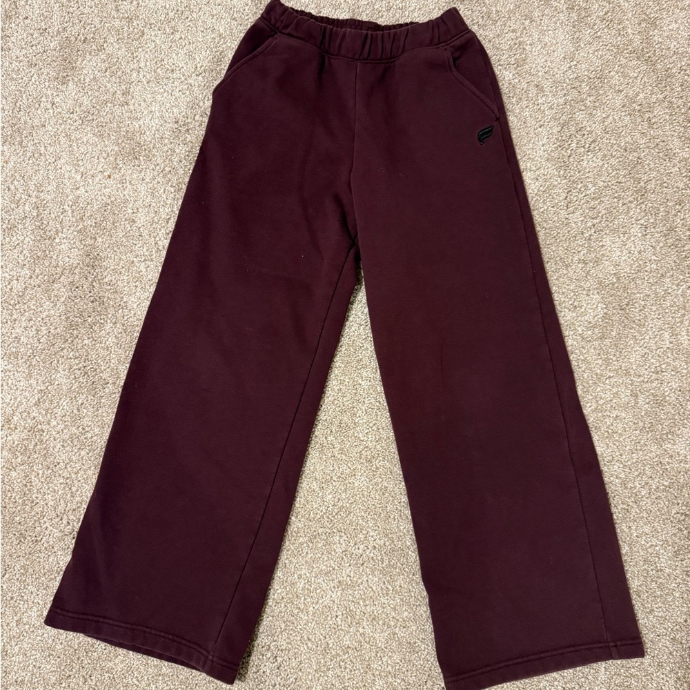 Fabletics Burgundy Wide Leg Sweatpants